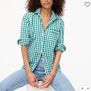 J.crew plaid cotton boy fit blue button down long sleeve shirt size 6